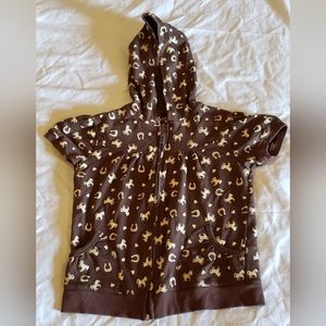 Short Sleeve Zip Up Hoodie Jacket Girls Size XL16